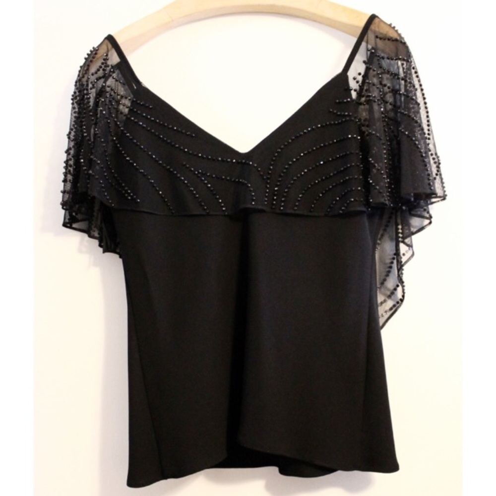 SL Fashions sequin top with sheer sleeves